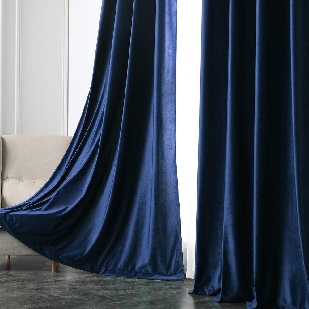MIULEE Navy Blue Velvet Curtains for Bedroom 2 Panel Set 88 Inch Drop Curtains - Image 3