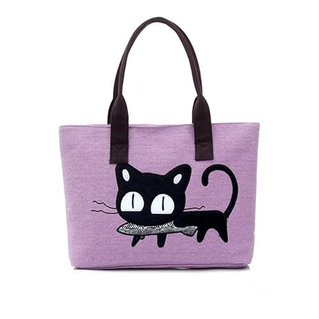 Wicemoon Sac Cabas Femmesfemmes Sac à Main Modèle De Chat De Dessin Animésacs De Plage Cabas Décontractés Cartablestravail Ou Vie Scolaire