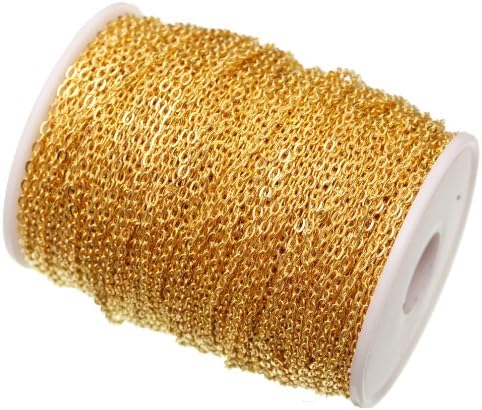 ILoveDIY - 5&nbsp;Meter Silver Plated Chain for Jewellery Making - 3&nbsp;x 2&nbsp;mm, gold, 5m