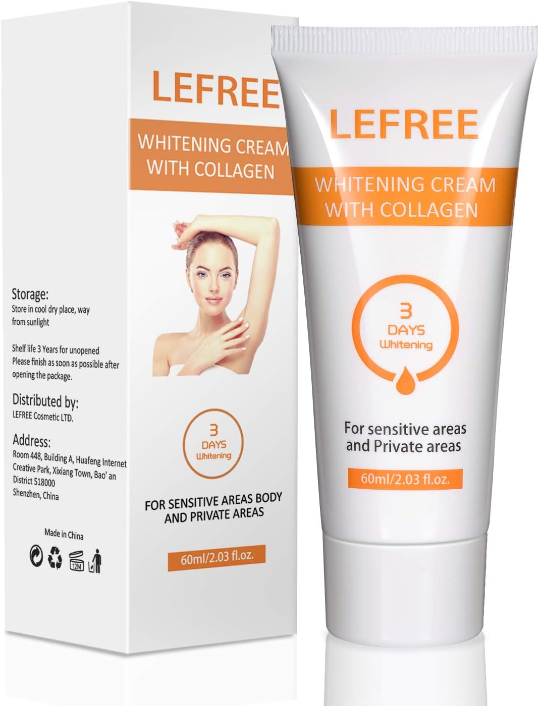 Lefree Underarm Whitening Cream, Armpit Deodorant Cream, Body Pigmentation Relief Cream, Underarm Repair Whitening Cream, Lighten & Brighten Elbow, Bikini, Private and Sensitive Areas