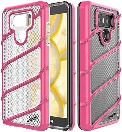 LG G6 Case,IN4U Slim Fit Transparent Clear Hybrid Protective Case with [Air Cushion] Inner Flexible Soft TPU Surrounded With Colored Outer Hard PC Cover for LG G6 Cover (Hot Pink)
