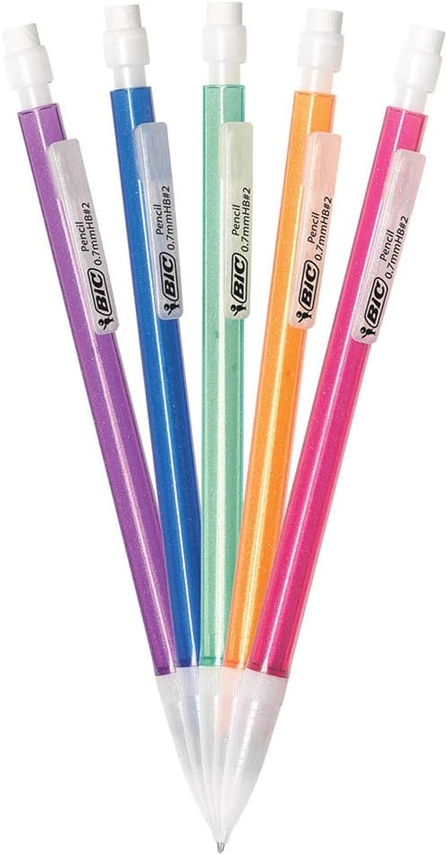 BIC Xtra Sparkle Mechanical Pencil, Colorful Barrel, Medium Point (0.7mm), 15-Count : Office Products