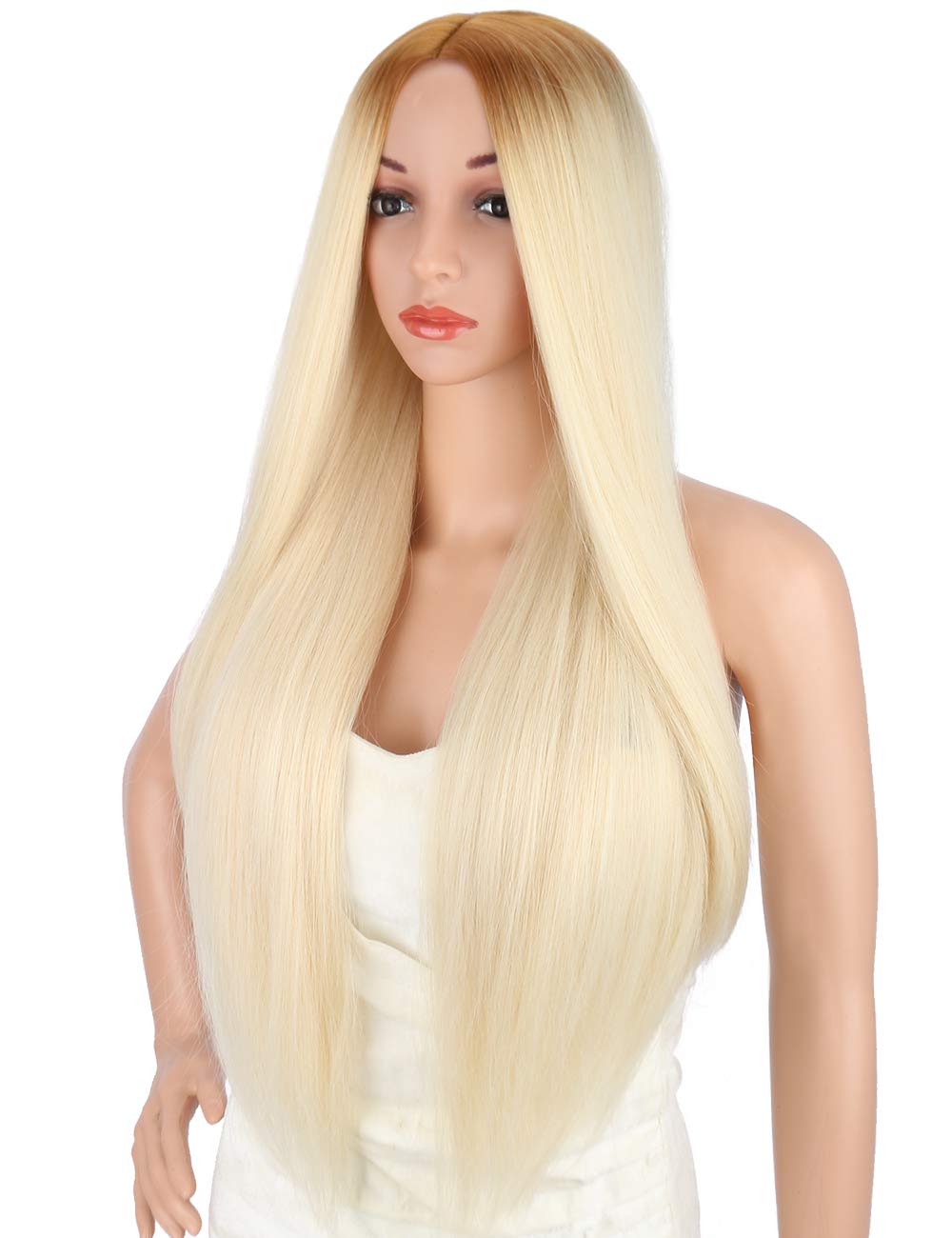 Amazon Com Kalyss Light Brown Roots Ombre Platinum Blonde Wigs