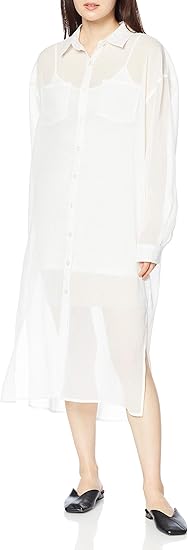 Amazon Co Jp ジュエティ ワンピース シースルーロングシャツワンピース レディース オフホワイト 日本 M 日本サイズm相当 服 ファッション小物