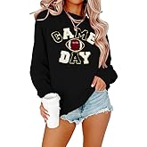 FLOYU Women Sunday Funday Sweatshirt Cute Football Graphic Pullover Game Day Weekend Tops Casual Football Season Shirt