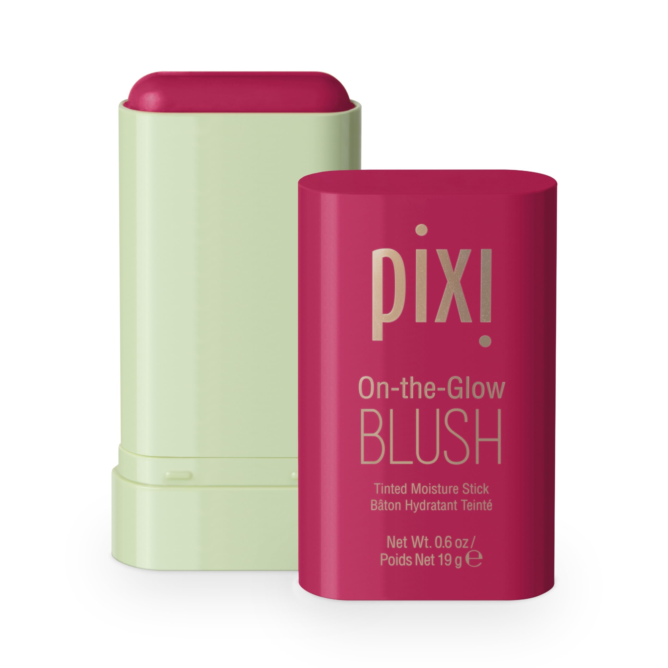 Pixi On-the-Glow Blush Stick in Ruby, Hydrating Tinted Moisture Stick for Cheeks and Lips with Ginseng, Aloe Vera and Fruit Extracts, Twist-Up Design, Paraben-Free, 19g / 0.6 oz