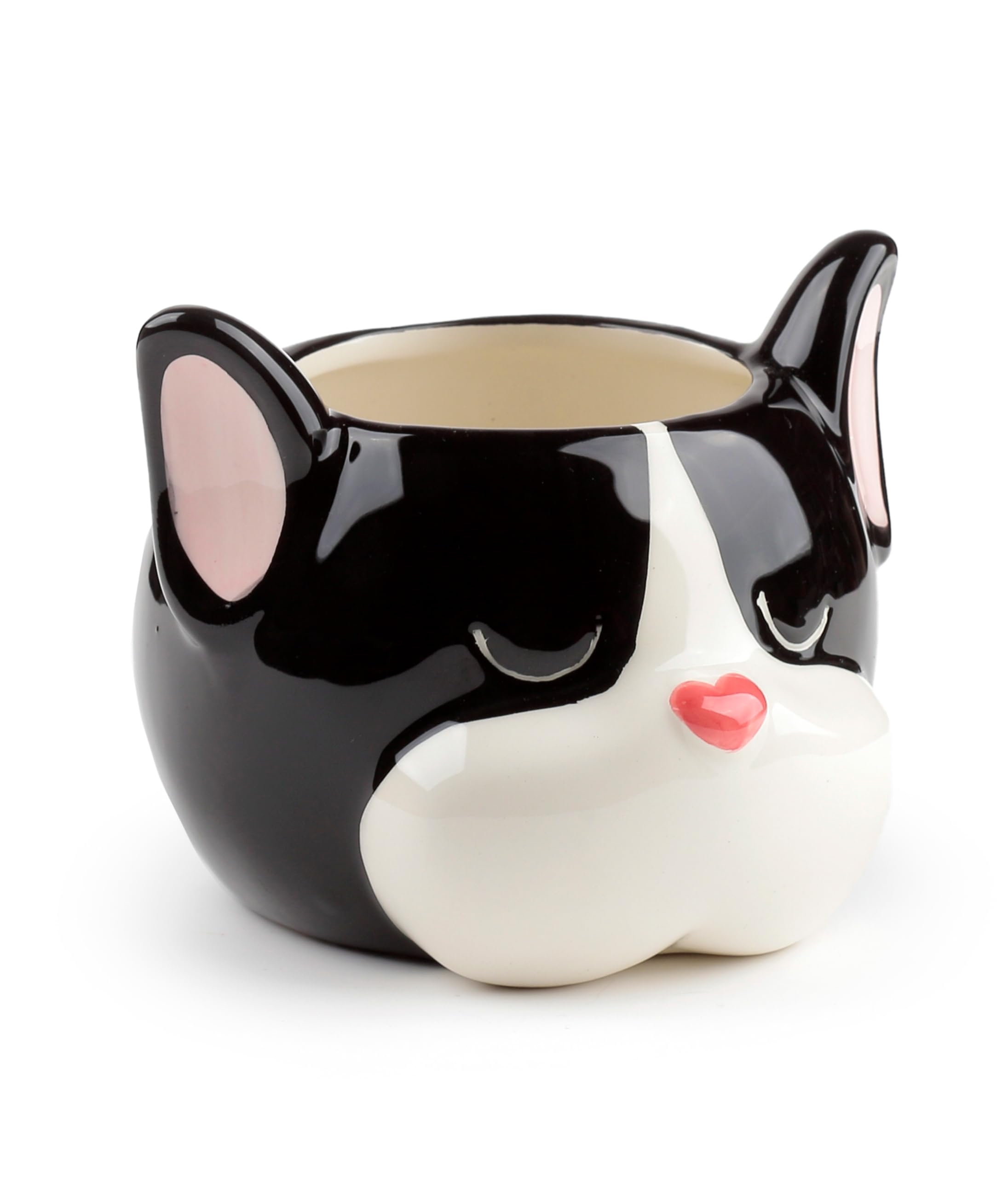 Puckator French Bulldog Head Shaped Ceramic Indoor Freestanding Planter Plant Pot - Indoor Decorative Plant Pots House Plant Basket Pot Gifts Home Decoration Gift Planter Planters For Women Flowerpot