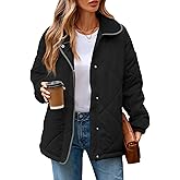 Naggoo Women's Casual Long Sleeve Quilted Jackets Loose Button Down Zipper Winter Puffer Jacket Coat Outwear