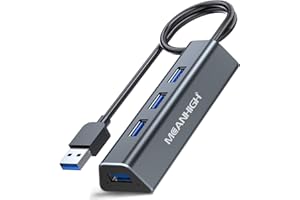USB 3.0 Hub MEANHIGH 4 Port USB Hub for Laptop Multiport Splitter for Computer USB Port Expander for MacBook pro iMac HP,Dell, Asus, PC, Flash Drive, Mobile HDD
