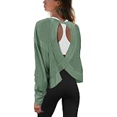 Panadila Womens Open Back Workout Tops Long Sleeve Shirts | Pilates Outfits, Cropped T Shirts, Backless Athletic Clothes, Casual, Trendy, Running, Yoga, Gym
