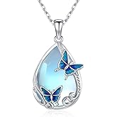 YYmqmq Bee/Butterfly/Dragonfly/Owl Necklace for Women 925 Sterling Silver Moonstone Animals Pendant Necklace Animals Jewelry Gifts for Women Girlfriend Mom