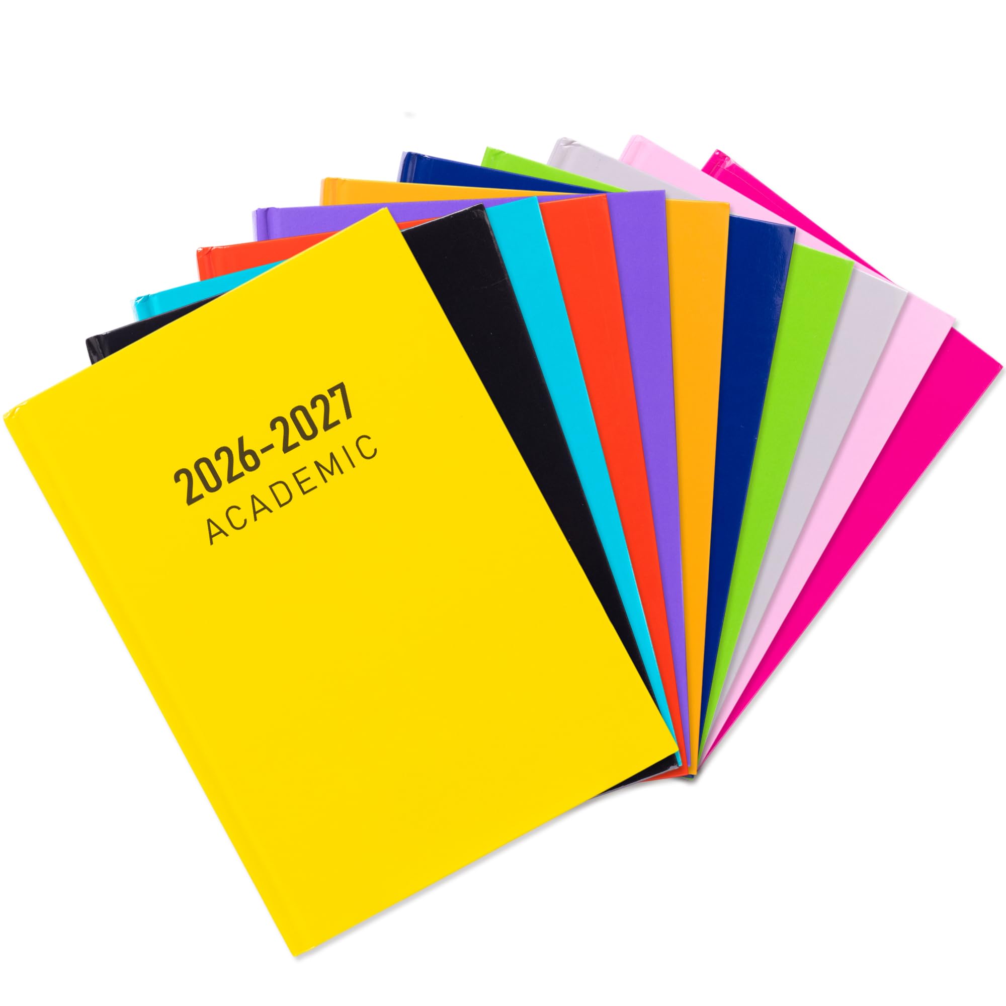 2026 2027 Academic Diary A5 Week to View - Mid Year Student Planner August 2026 to July 2027 - Hardback School College Organiser with Ribbon Bookmark (Yellow)