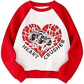 HQHKEPWA Valentines Day Sweatshirt Girls Boys Valentine's Monster Truck Heart Kids Toddler Shirt Graphic Long Sleeve for 2-7T