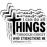 (3pcs) I Can Do All Things Through Christ Sticker Bible Verse Christian Faith Stickers for Laptop Water Bottle Tumbler Journal Scrapbook Vinyl Decal Inspirational Spiritual Gifts Size 3 x 2.5 Inch
