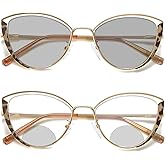 mincl Anti-fatigue Women Cat Eye Bifocal Reading Glasses Fashion Outdoor Transition Photochromic Bifocals Sunglasses Readers