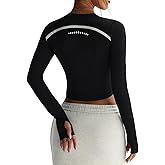 INKEEP Womens Long Sleeve Crop Tops Basic Slim Fitted Workout Shirts Y2k Tops Gym Going Out T-Shirts