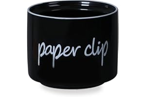 ONTUBE Farmhouse Paper Clip Holders,Ceramic Binder Clip Dispenser Organizer for Desk ,Cute Office Push Pins Holder (Black)