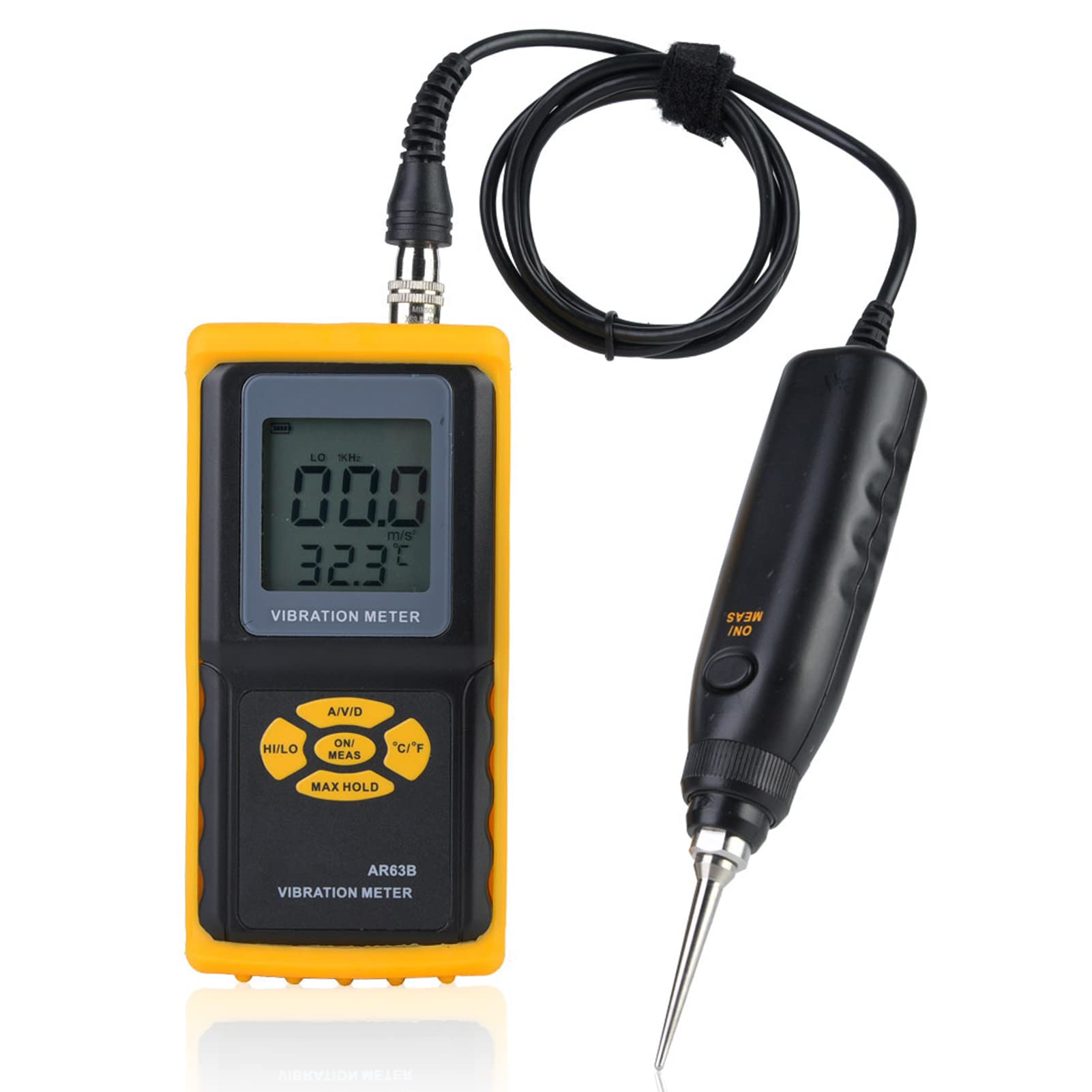 Vibration Meter,Handheld Vibration Meter Analyzer,Piezoelectric Ceramic Accelerometer is shear-type,Multifunctional,with Temperature Measurement,Auto Switch Range,Backlight(battery not included)