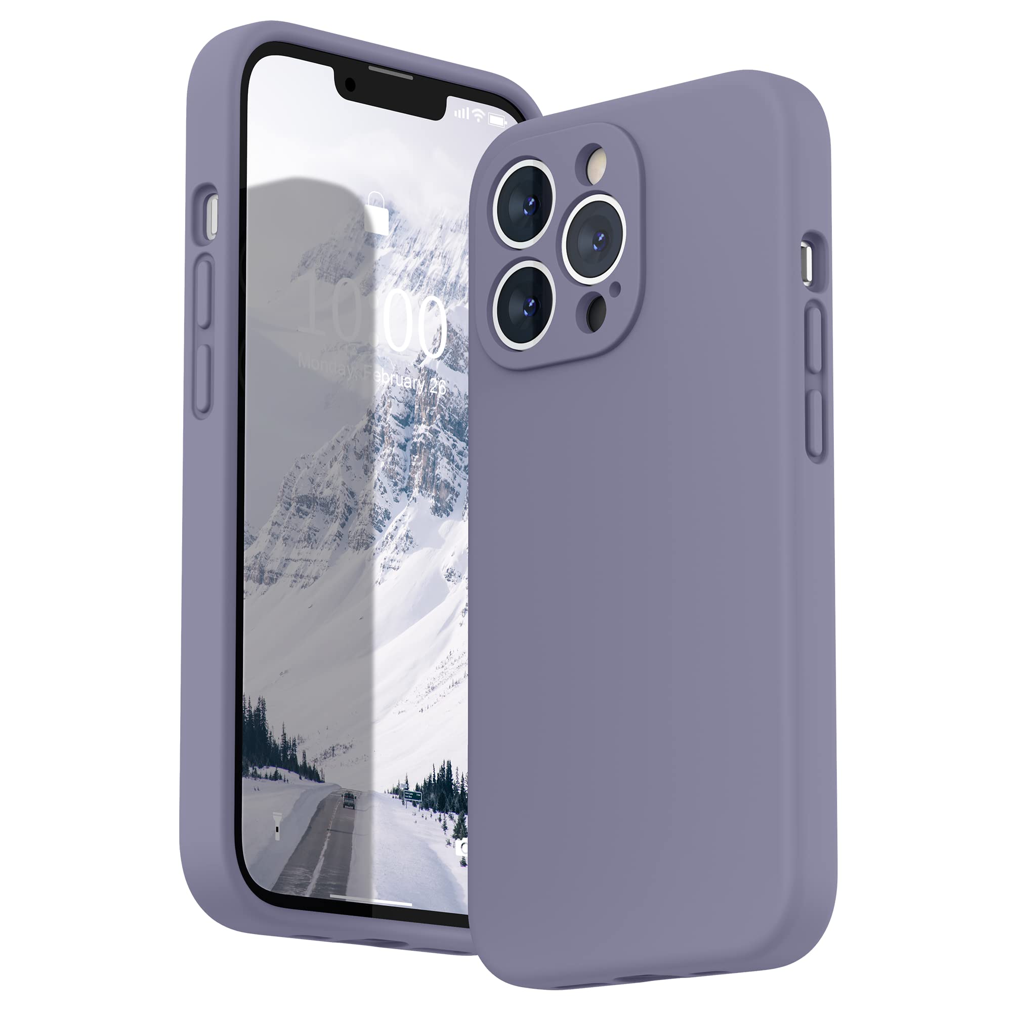 SURPHY Liquid Silicone Case for iPhone 13 Pro Case, Individual Protection for Each Lens Shockproof Rubber Full Body Thickened Design for iPhone 13 Pro 6.1 inch 2021, Lavender Gray — image 1