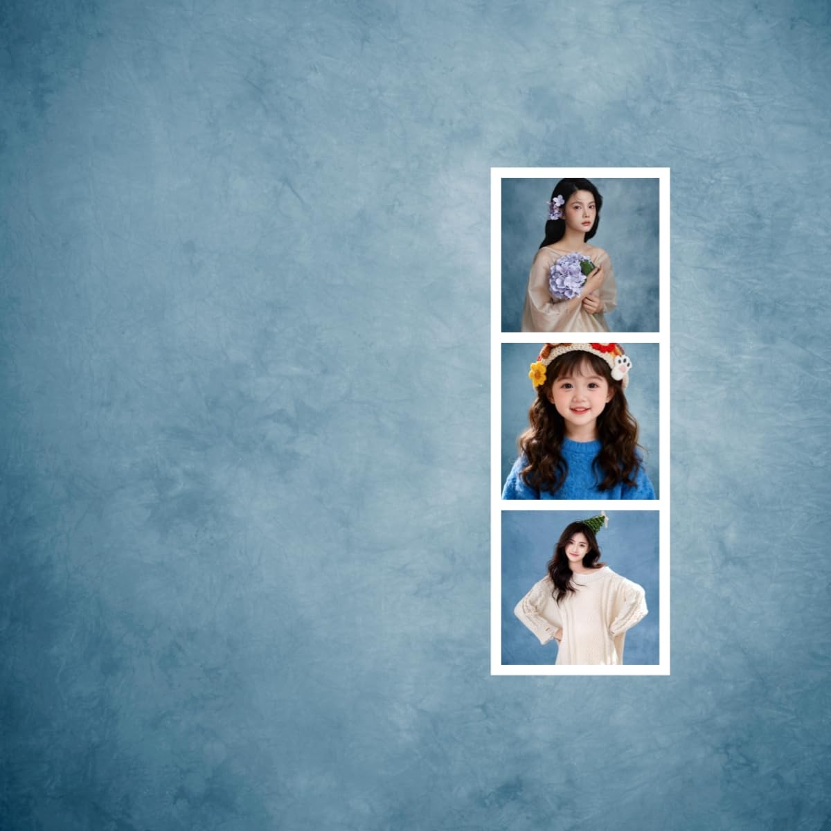 WaW 3x3 m Blue Photo Background Studio for Portrait Photography, Fabric Backgrounds for Photo Studios