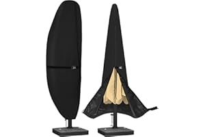 GARDRIT Patio Umbrella Cover, 600D Waterproof Patio Cantilever Umbrella Covers for 7.5-11.5 Feet Offset Umbrella, Outdoor Market Umbrellas Cover with Zipper and Rod