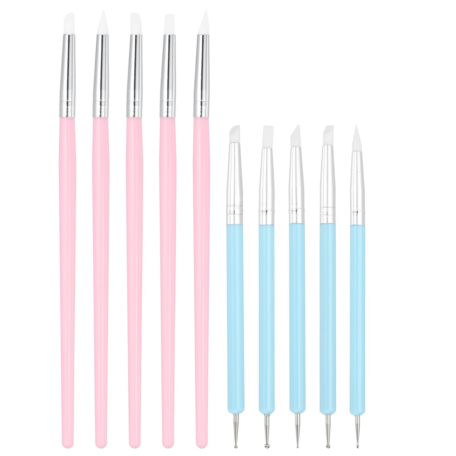 PATIKIL Silicone Clay Sculpting Tool, 10 Pcs Clay Shaping Tool Soft Rubber Modeling Dotting Tool for Pottery Clay Craft Painting Nail Rock, Pink/White (5mm)