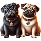 2PC 2D Flat Dog Sticker - Two Cute Cartoon Pug Car Sticker, 5.12"x4.53" Waterproof Vinyl Material Exterior Accessories, Funny Cars, Trucks, Motorcycles, Walls Decal |BZ58