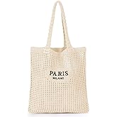 Ayieyill Crochet Tote Bag For Women, Crochet Mesh Beach Tote Bag Summer Vacation Aesthetic Boho Knit Bag for Women
