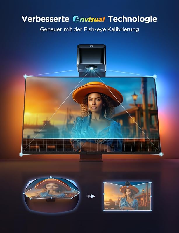 TV Hintergrundbeleuchtung 3 Lite mit Fish-Eye Korr,für 55-65 Zoll TVs