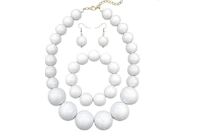 JHWZAIY White Beads Necklace, Costume Jewelry For Women Strand Necklaces, Acrylic African Beaded Necklace Chunky Statement, Halloween Necklaces