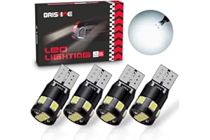 BRISHINE 300LM Extremely Bright Canbus Error Free 194 168 2825 W5W T10 LED Bulbs 6000K Xenon White 9-SMD 2835 LED Chipsets for Dome Map Door Courtesy License Plate Lights (Pack of 4)
