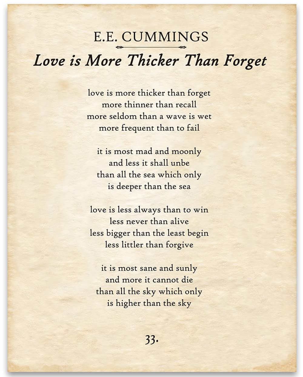 E.E. Cummings - Love is More Thicker Than Forget