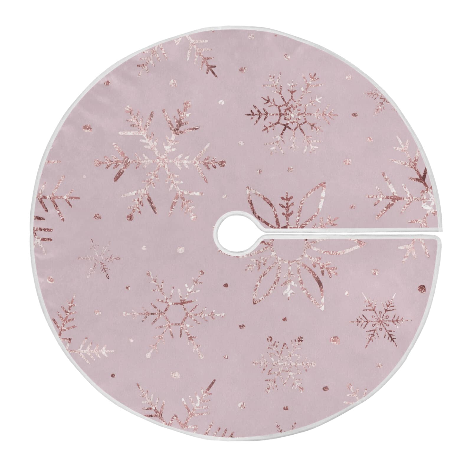 Christmas Tree Skirt Rose Gold Snowflake Pattern Xmas Tree Ornaments Christmas Tree Mat for Decorations Holiday Party 120cm