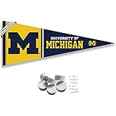 College Flags & Banners Co. Michigan Team University Wolverines Wordmark Pennant Flag and Wall Tack Mount Pads