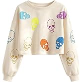 Spooky Season Sweatshirts Women Halloween Glitter Skull Crop Sweatshirt | Women Halloween Spooky Season Sweatshirts Halloween Glitter Skull Sweatshirt Pullover Shirt Pumpkin Crop Tops