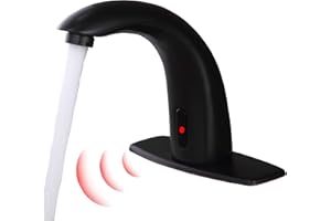 Gangang Matt Black Bathroom Touchless Faucet Motion Infrared Sensor Automatic Basin Tap Mixer with Deck Plate and Mixing Valv