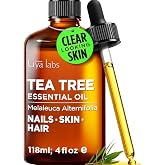 100% Pure Tea Tree Essential Oil for Skin &amp; Diffuser - 4 Fl Oz | 100% Pure Tea Tree Oil for Blemish-Prone Skin &amp; Flaky Scalp, suits Oily &amp; Combination Skin, Daily Face Wash &amp; Scalp Care