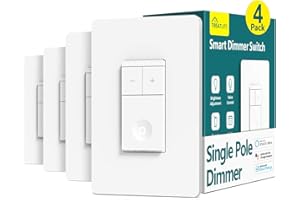 TREATLIFE Smart Dimmer Switch 4 Pack, Smart Light Switch Works with Alexa and Google Assistant, Neutral Wire Needed, 2.4Ghz Wi-Fi, Schedule, Remote Control, Single Pole, FCC Listed