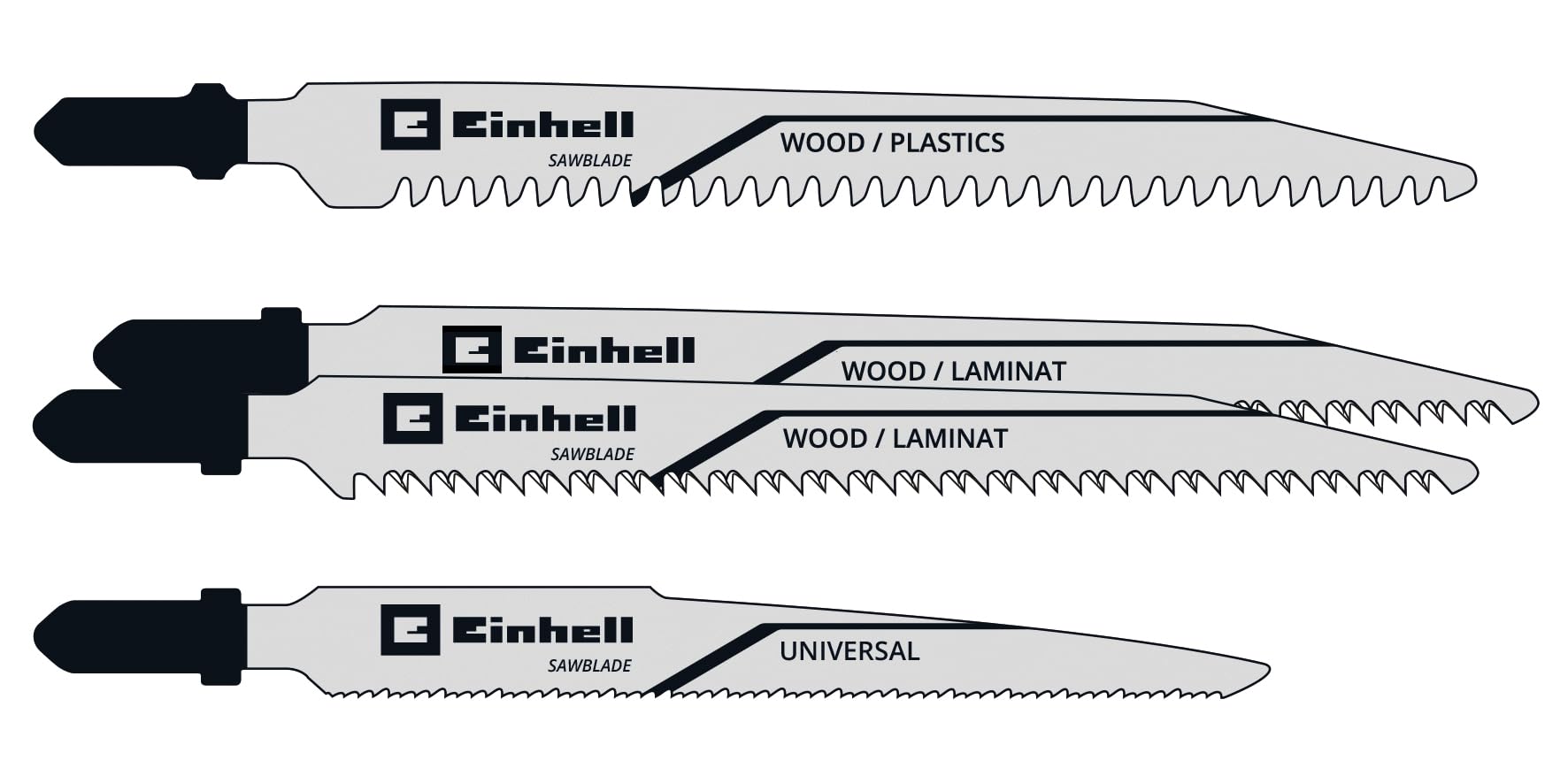 Original Einhell 4-Piece Saw Blade Set for Jigsaws (T-Shank, for Wood and Metal, Accessories for Jigsaws, Ideal for Cordless Devices)