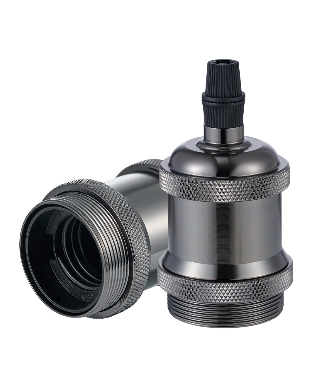 Vecys 2 PCS E27 Vintage Bronze Lamp Socket Adapter Edison Retro Lamp Holder Adapter for Vintage Light Bulbs Pendant Lamp（Pearl Black）