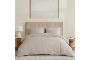 DAPU 100% Linen Duvet Cover Set 3PCs, Pure Natural French Flax Linen Duvet Cover King 90"x104" with Corner Ties and Zipper Closure, Soft Breathable Durable for Hot Sleepers (Natural Linen, King)