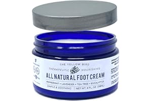 THE YELLOW BIRD Yellow Bird Natural Tea Tree Foot Cream & Organic Foot Balm for Dry, Cracked Feet & Heels – Peppermint Moisturizer for Athlete’s Foot Relief and Intensive Callus Repair Treatment Salve – Made in USA
