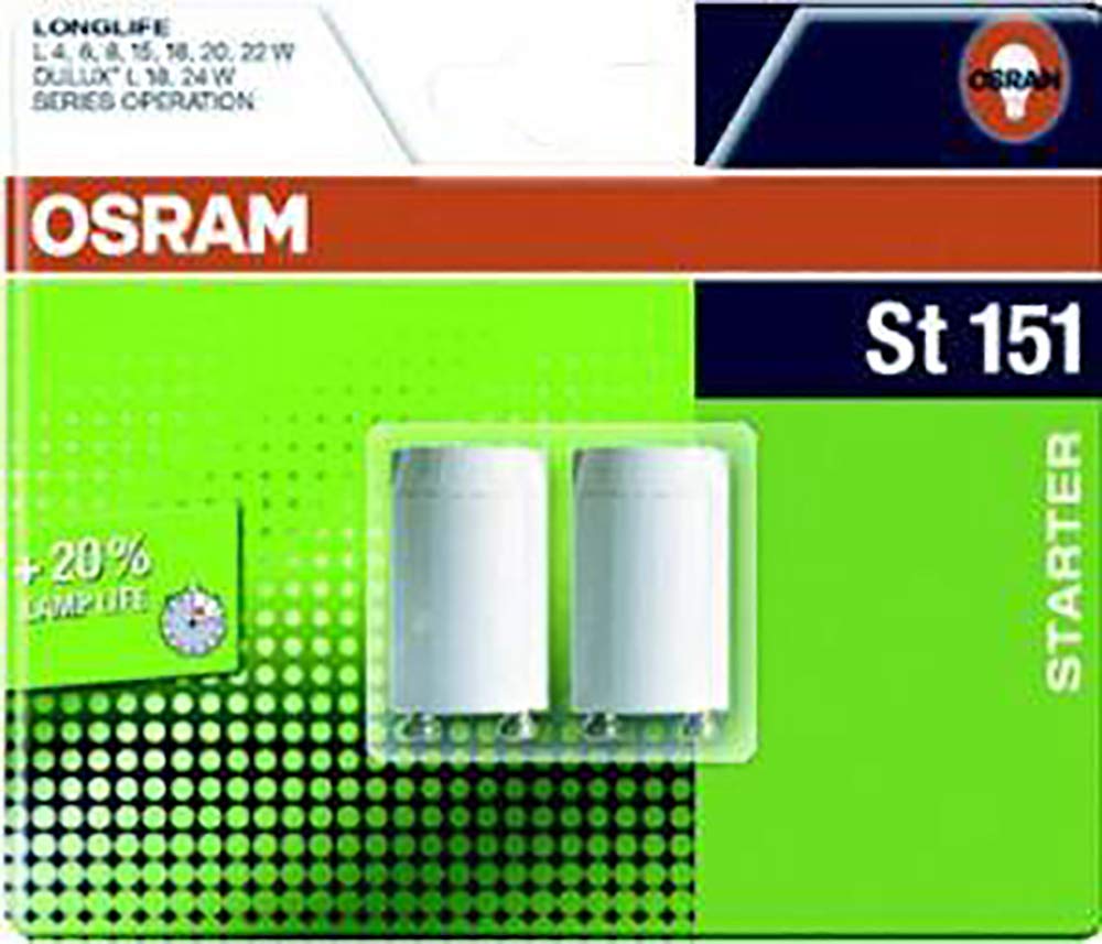 Osram Long-Life Starter, Grey, Integrated, 22 Watts, Pack of 2