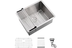 Hovheir Stainless Steel Undermount Laundry Sink - 21x18x12, 16 Gauge Single Bowl Deep Utility Sink for Outdoor or Laundry Room