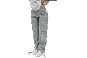 SDNGED Cargo Pants for Women High Waisted Casual Pants Baggy Y2k Straight Wide Leg Pants with Pockets Streetwear