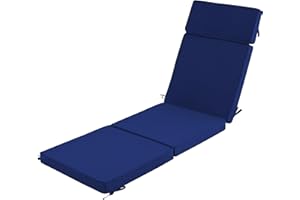 Honorbox 80 x 26 Inch Outdoor Chaise Lounge Cushion - 4-Section Design, Removable Cover, Water-Repellent & Fade-Resistant, 6 