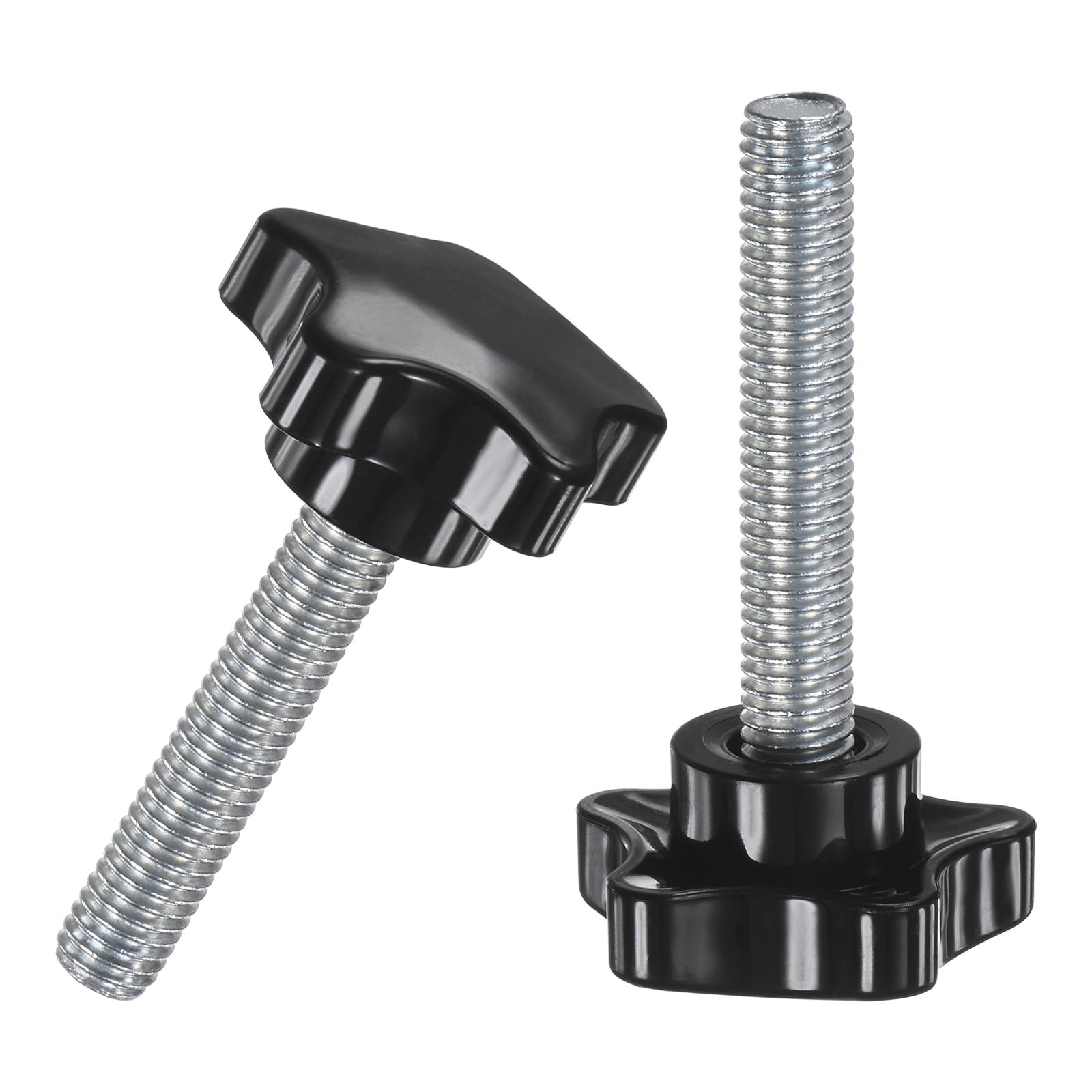 M METERXITY 2-Pack Star Clamping Knobs, M10x50mm Male Thread Hand Tightening Screw for Machinery/Electronic/Furniture/Umbrella Base, Machine Handle Replacement [39mm, Black]