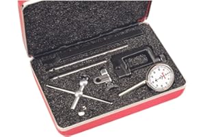 Starrett Universal Dial Test Indicator Set with Back Plunger - White Face, 0-50-0 Reading, 200" Range, .001" Graduation, 1/4" Shank Diameter for Mounting - 196A5Z