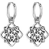 HZMAN Retro Stainless Steel Celtic Knot Fashion Hoop Earrings Eternal Knot Drop Dangle Earrings for Women