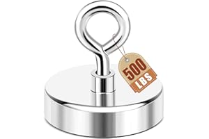 DIYMAG Super Strong Neodymium Fishing Magnets, 500 lbs Pulling Force Rare Earth Magnet with Countersunk Hole Eyebolt for Retr
